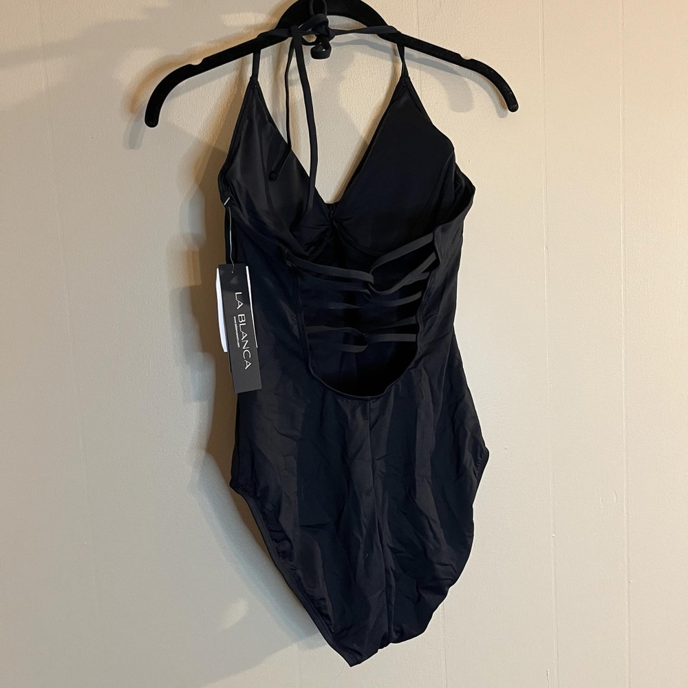 La Blanca Island Goddess Underwire Scoop Front Lingerie One Piece - Black 10 - Picture 2 of 9